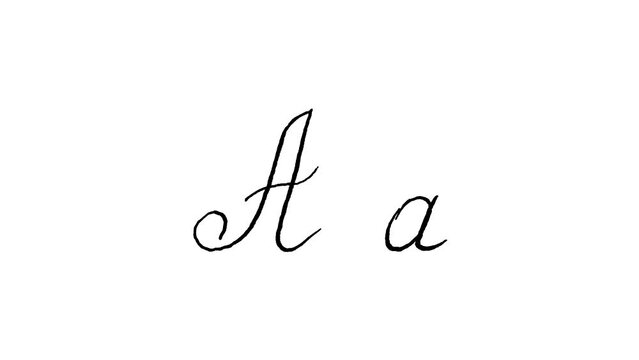 Large and small handwritten animated letter A isolated on white background