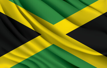 Jamaica national flag waving realistic vector illustration