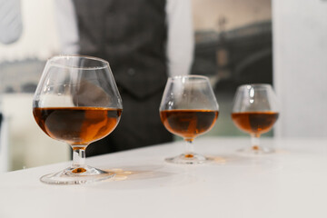 glasses with cognac