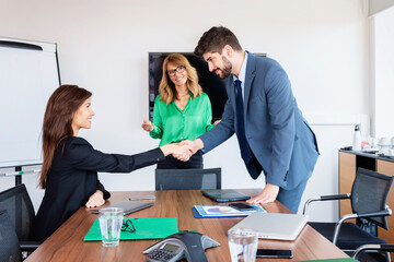 Business people shaking hands during business meeting