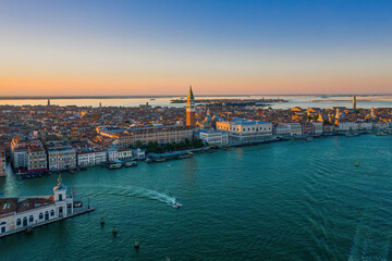 Amazing rooftop skyline of Venice at dusk