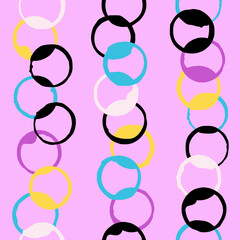 Circles on pink background geometric pattern. 
