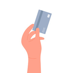 Hand holding credit card. Wireless payment, financial transactions vector illustration
