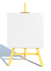 wooden easel with white canvas 3d render illustration