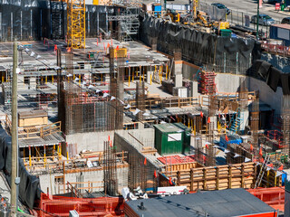 Foundation pit of high-rise building under constraction.