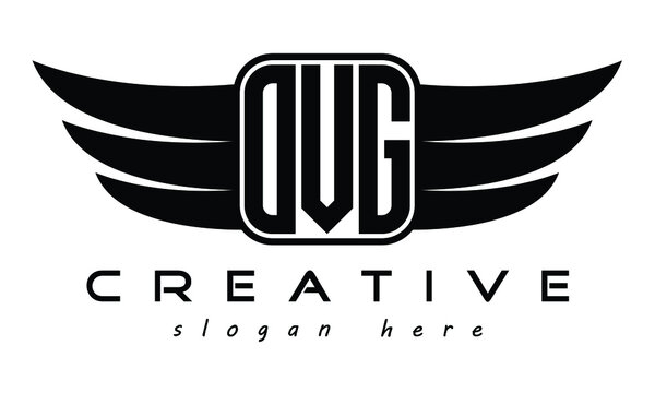 OVG three Letter Wings minimalist creative concept flag Flying abstract Initial wing symbol icon professional logo design, Vector template