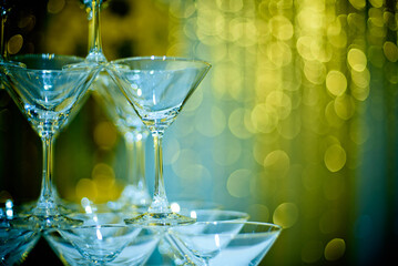 empty glass water with bokeh background
