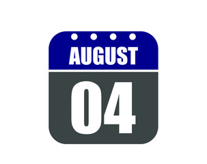 4 August calendar banner. August calendar icon in blue and gray.