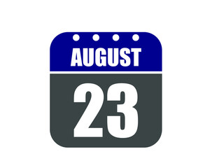 23 August calendar banner. August calendar icon in blue and gray.