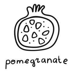 Pomegranate. Outline icon. Vector hand drawn illustration on white background. 