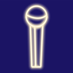 Continuous Line of Vector microphone icon. neon singing instrument, bright logo. Karaoke Bar emblem.