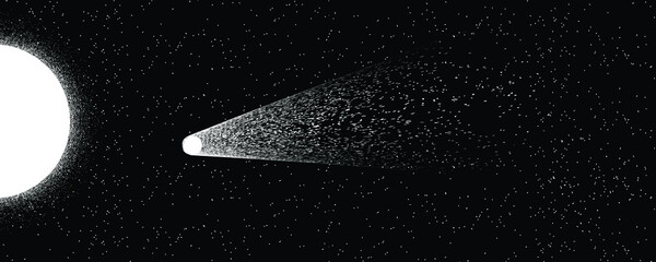 Comet and stars in space. Futuristic landscape, with noise texture . Night landscape with starry sky .Vector illustration © miloje