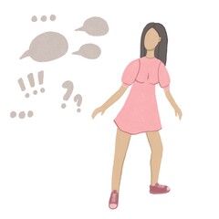 a girl in a pink dress, condemning others, imposing labels and discussions