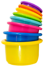 Colorful play cups. Isolated.