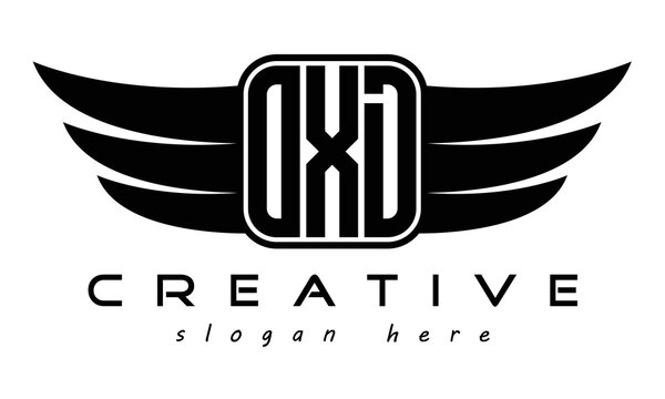 OXD three Letter Wings minimalist creative concept flag Flying abstract Initial wing symbol icon professional logo design, Vector template