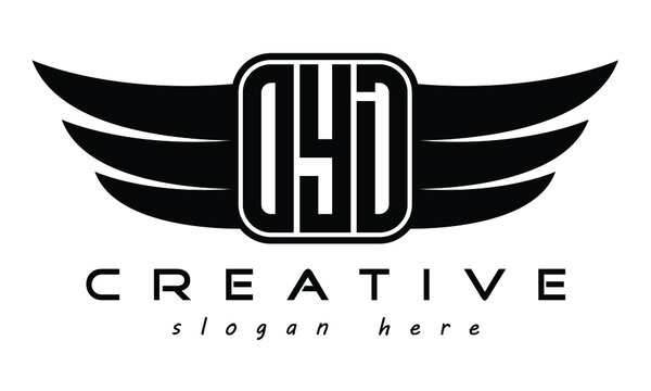 OYD three Letter Wings minimalist creative concept flag Flying abstract Initial wing symbol icon professional logo design, Vector template