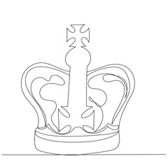 one continuous line drawing of a crown, isolated vector