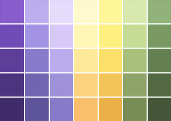 Abstract texture, color combination, pixel effect. Squares in bright purple violet yellow green colors, variety of pastel shades and nuances, fresh flower gamma. Suitable for backgrounds and printing.
