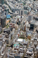 日本橋宝町上空から江戸橋ジャンクション方向を空撮
