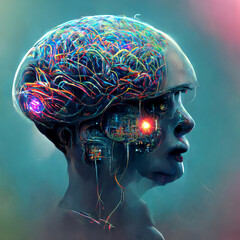 Obraz premium artificial neural network, digital illustration