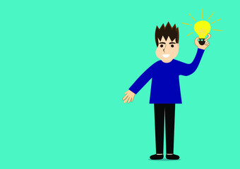 Businessman buy idea.Selling new ideas, getting money.Funding concept.Handsome businessman has money bag.