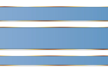 set of long blue colored ribbon banners with gold frame on white background - vector design element	

