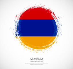 Creative circular grungy shape brush stroke flag of Armenia on a solid background