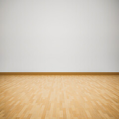 Vintage old brown wooden floor texture with white brick wall dust grime for background