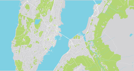 Urban vector city map of Tromso, Norway, Europe