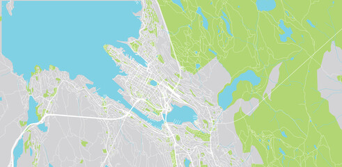 Urban vector city map of Bergen, Norway, Europe