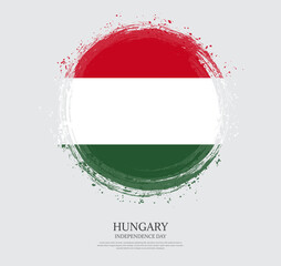 Creative circular grungy shape brush stroke flag of Hungary on a solid background