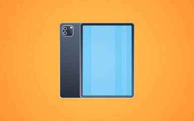 Tablet pc front and back view and technology flat vector illustration.