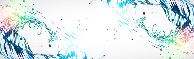 Abstract particle vortex with plexus effect elements and Gradient background lighting.