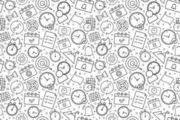 Vector time management pattern. Time management seamless background	
