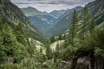 Fototapeta na wymiar hair pin curves at the Silvretta Alpine Road in Vorarlberg, Austria