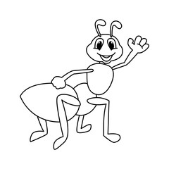 Cute ant cartoon coloring page illustration vector. For kids coloring book.