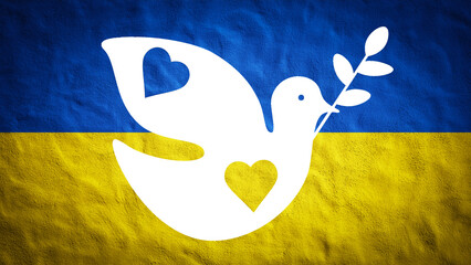 Ukrainian flag - Abstract painted texture in the colors of the flag of Ukraine and peace dove...