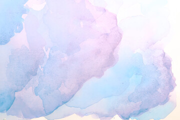 Abstract painted watercolor pastel pink blue decorative textured background