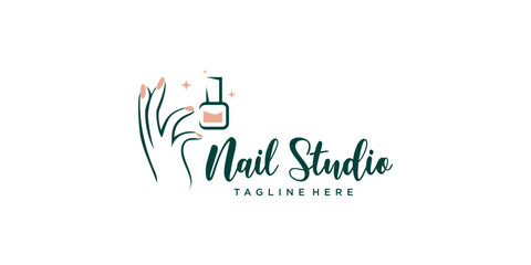 Nail polish logo design idea with creative style Premium Vector