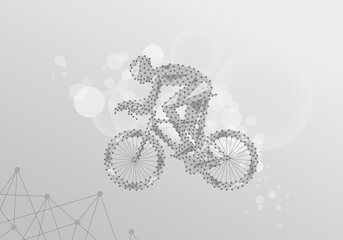 Abstract polygonal vector cyclist. Consisting of lines and dots. Geometric illustration. Summer sport
