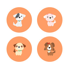 Hand drawn doodle vector illustration with cute dogs