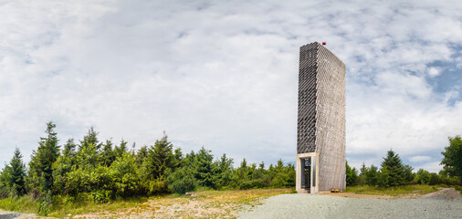 Velka Destna lookout tower at the top of the Orlicke Mountains, Czech republic