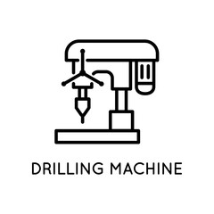 Drilling Machine Icon. Equipment for Business, Production. Mechanical Processing of Metal.