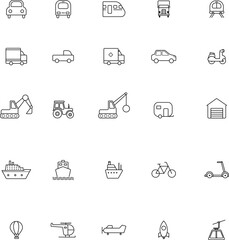 Public transport thin icons set. 
 Transportation Icon pack. Vector. Icons. Travel.
