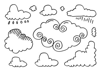 Hand drawn weather collection. Flat style vector illustration on white background.