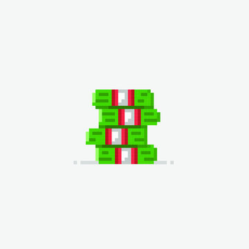 pile of money in pixel art style