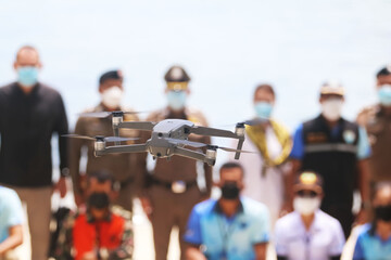 Police in Thailand are supervising drone operations on beaches for safety reasons.