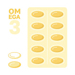 Blister capsules omega 3. Simple tablet packaging icon.