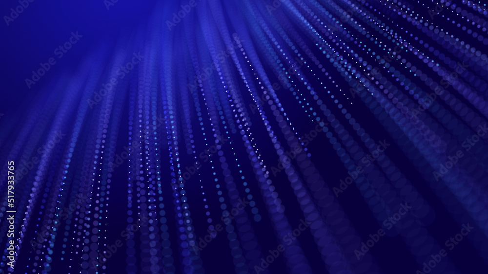 Poster digital background with movement of glowing particles. complex technologies of big data. 3d renderin
