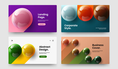 Isolated 3D balls booklet layout bundle. Clean placard vector design template set.